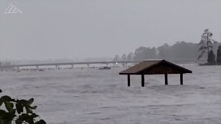 Major flooding to NC towns on Pamlico River from Hurricane Florence [upl. by Ansela]