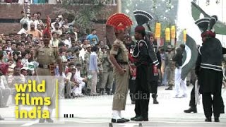 Cut throat competition at Wagah Border during flag down ceremony [upl. by Nerty]