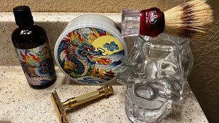 HCampC’s New “Qinglong” Azure Dragon soap amp Aftershave Merkur 34G Omega Boar amp MyBlade [upl. by Kone552]