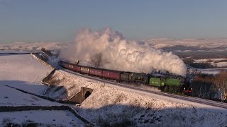 61306 amp 35018 pass Birkett Common with The Winter Cumbrian Mountain Express  222019 [upl. by Soalokin525]