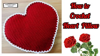 How to Crochet a Heart Pillow  Valentines Day Gift crochetheartpillow crochetpillow [upl. by Simonne]