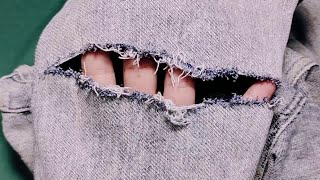 Learn by yourself how to fix a hole on your jeans in a nice and elegant way  repair jeans [upl. by Negrom837]