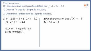 Fonctions affines calcul image antécédent [upl. by Gambrell]