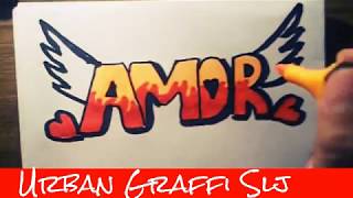 Speed Drawing Como dibujar graffitis de amor  como desenhar graffiti [upl. by Aicilanna411]