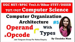 Types of Operand Types of Opcode in Computer Architecture MicroprocessorUGC NET BPSCDSSSB CS [upl. by Keraj]