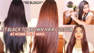 I coloured my Jet BLACK Hair to Golden BROWN Hair without BLEACH at home ✨Hair Transformation [upl. by Spencer]