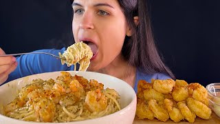 CREAMY SHRIMP PASTA amp FRIED SHRIMP MUKBANG  ASMR  EATING SOUNDS [upl. by Dareece696]