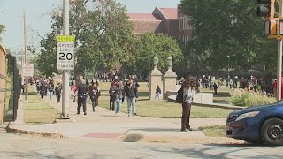 Students protest after shooting outside Wyandotte High football game [upl. by Nylcaj]