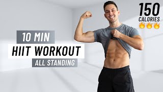 10 MIN CARDIO HIIT WORKOUT  ALL STANDING  Fat Burning No Equipment [upl. by Zuzana]