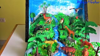 Como hacer MAQUETA de ECOSISTEMA TERRESTRE JUNGLA DIORAMA DibujoYColor [upl. by Truitt]