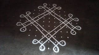 Beautiful beginners kambi kolam  11 x 3 dots easy traditional sikku kolam  SathyaSelva Arts [upl. by Denzil894]