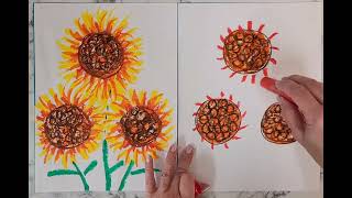 How to draw a bundle of sunflowers and color with kwik stix easy artmakeslifemeri [upl. by Aelahc]