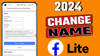 Facebook Lite Me Name Kaise Change Kare 2024  FB Lite Name Change Settings 2024 [upl. by Euqirne811]