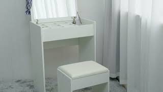 Jaxpety Corner Small Makeup Vanity Table Flip Mirror [upl. by Ynnep]