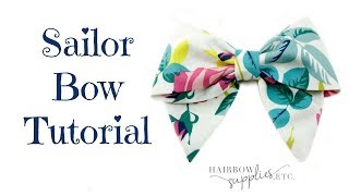 Sailor Hair Bow Tutorial  DIY How to Make a Fabric Bow  DIY Sailor Hair Bow Hairbow Supplies Etc [upl. by Callum690]