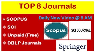 Top 8 Scopus amp SCI Indexed Journals to Publish Paper Research Paper SCI amp Scopus Journals Best [upl. by Messere461]