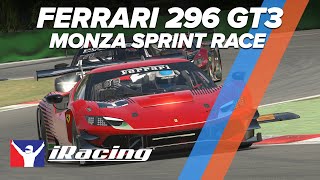 iRacing Gameplay Ferrari 296 GT3 Sprint Race at Monza [upl. by Narra988]