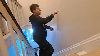 HOW TO INSTALL MDF WALL PANELING on a staircase [upl. by Amelia299]