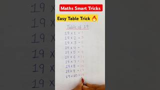 Easy Table Trick🔥  Table of 19  Easy Maths Trick fun trending ytshorts shorttrick vedic [upl. by Naillik984]