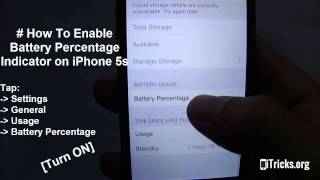 How To EnableDisable Battery Percentage Indicator on iPhone 5s [upl. by Eanaj]