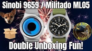 Sinobi 9659  Militado ML05 Watch Double Unboxing Fun [upl. by Wadell]