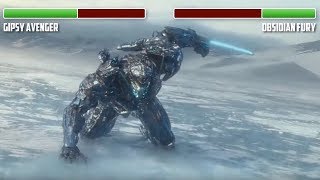 Gipsy Avenger vs Obsidian Fury WITH HEALTHBARS  HD  Pacific Rim Uprising [upl. by Pantheas]