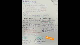 Class 11 Biology  Introduction Of Biological Molecules Handwritten Notes [upl. by Sarajane]