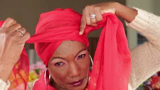 Head Wrap Tying  4  red head tie  how to tie a head wrap [upl. by Dudley]