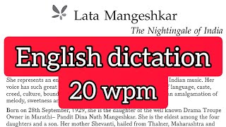 english dictation 20 wpm  English Audio Typing dictation for beginners  English  KVS SSC LDC [upl. by Normie101]