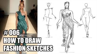 Learn How to Draw Model for Fashion Design in a Designer Dress  Figure Drawing Lesson [upl. by Maddi420]