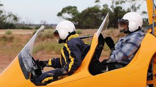 Setting off in the yellow ELA 07Cougar gyroplane Rollos Airfield Pallamana South Australia [upl. by Swane]