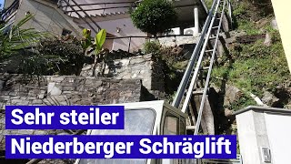 Sehr steiler Schrägaufzug Niederberger in Minusio  kleine Standseilbahn [upl. by Aryt]