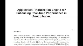 Application Prioritization Engine for Enhancing Real Time Performance in Smartphones [upl. by Liamaj442]