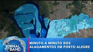 Centro de controle mostra minuto a minuto dos alagamentos em Porto Alegre  Jornal da Band [upl. by Nuhsyar]