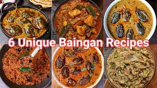 6 Different Ways to Cook Stuffed Baingan or Eggplant Recipes  6 Types Baingan Masala Sabji Recipes [upl. by Pomfret213]