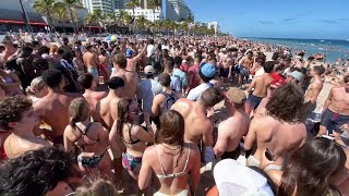 Spring Break Wild Beach Party Scenes Live From Ft Lauderdale [upl. by Ellerud940]