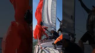 J24 spinnaker hoist for the winning regatta sailing lifehacks [upl. by Kelwin891]