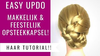 FEESTELIJK OPSTEEKKAPSEL  MAKKELIJK OPSTEKEN HALFLANG EN LANG HAAR MET KNOPEN  Dazzling Beauty [upl. by Anerbes]