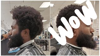 HAIRCUT TRANSFORMATION First haircut in 4 YEARS  Big Chop on Big Afro [upl. by Araet]