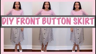 DIY How to make front button skirt Sewing Projects for beginners [upl. by Ecaroh739]