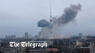 Russian forces attack television tower in Kyiv [upl. by Noryahs]