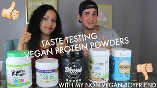 Taste Testing Vegan Protein Powders With Non Vegan Boyfriend [upl. by Keviv275]