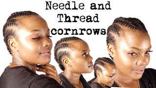 NEEDLE AND YARN CORNROWS  FLAT TWIST CORNROWS  NEEDLE AND THREAD STITCH BRAIDS [upl. by Packton]