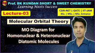 L03 Molecular Orbital Theory  MO Diagram for Homonuclear amp Heteronuclear Diatomic Molecules [upl. by Gert396]