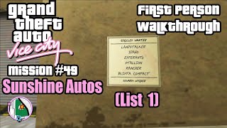 GTA Vice City First Person  Sunshine Autos List 1 Mission 49 [upl. by Qirat]