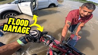 FLOODING MY MOTORCYCLE HELPING A FLOODED CAR [upl. by Relyc114]