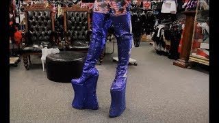 Trying To Walk In Massive 135 Inch Platform Heavy Rock Cosplay Glitter Boots [upl. by Celeski]