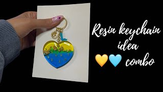 DIY Resin keychain idea 💛🩵 color combo  diy resin crafts [upl. by Karna534]