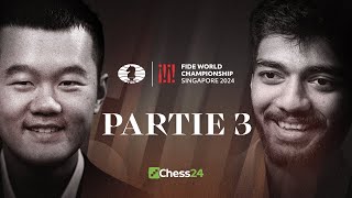 3 Partie der FIDEWELTMEISTERSCHAFT  Ding Liren vs Gukesh Dommaraju [upl. by Sprague]