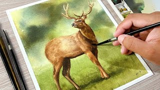 Painting a Deer in Watercolor [upl. by Jeremias]